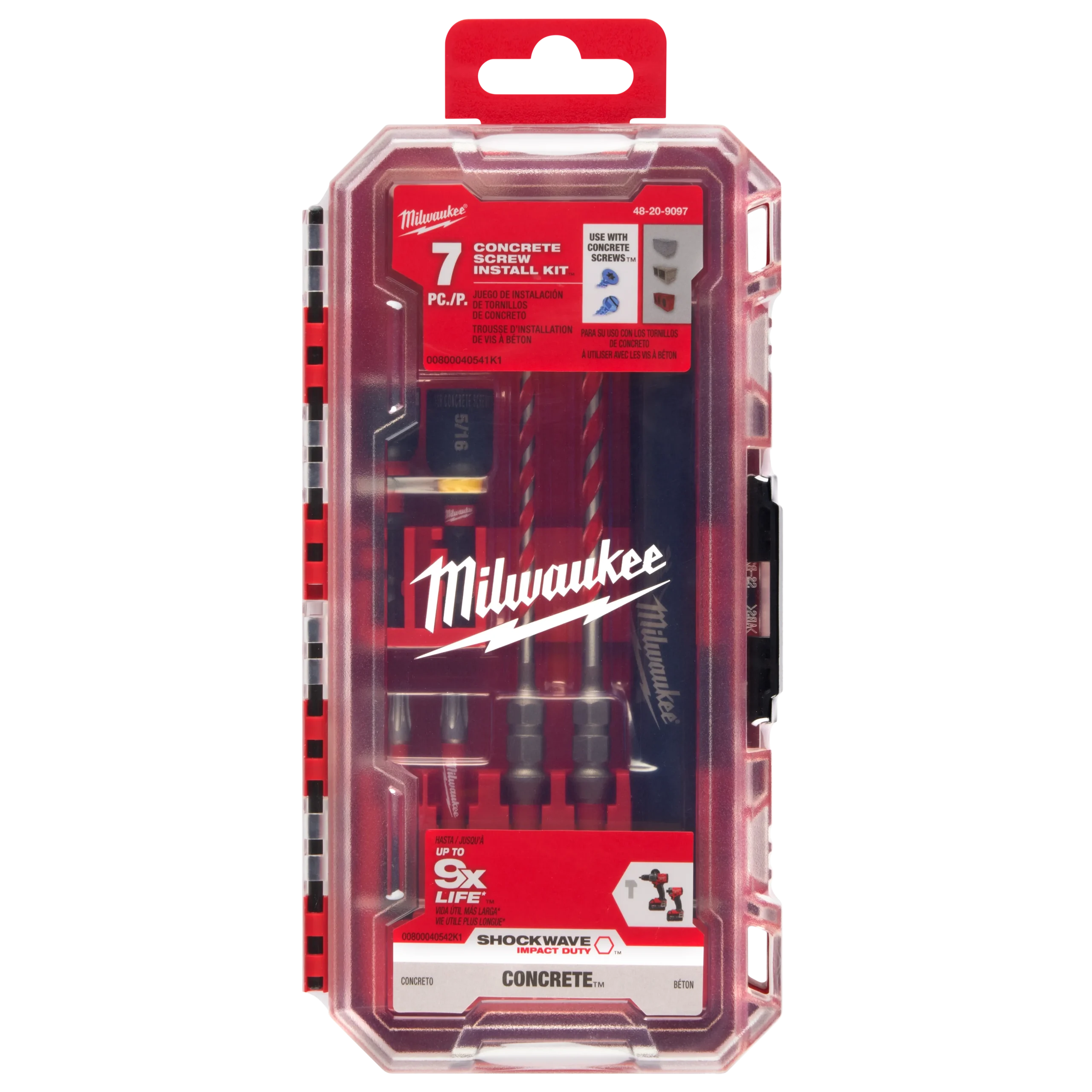 Juego 7 brocas de carburo para taladro percutor de impacto SHOCKWAVE para instalación de tornillos en hormigón 48-20-9097 Milwaukee - Imagen 2