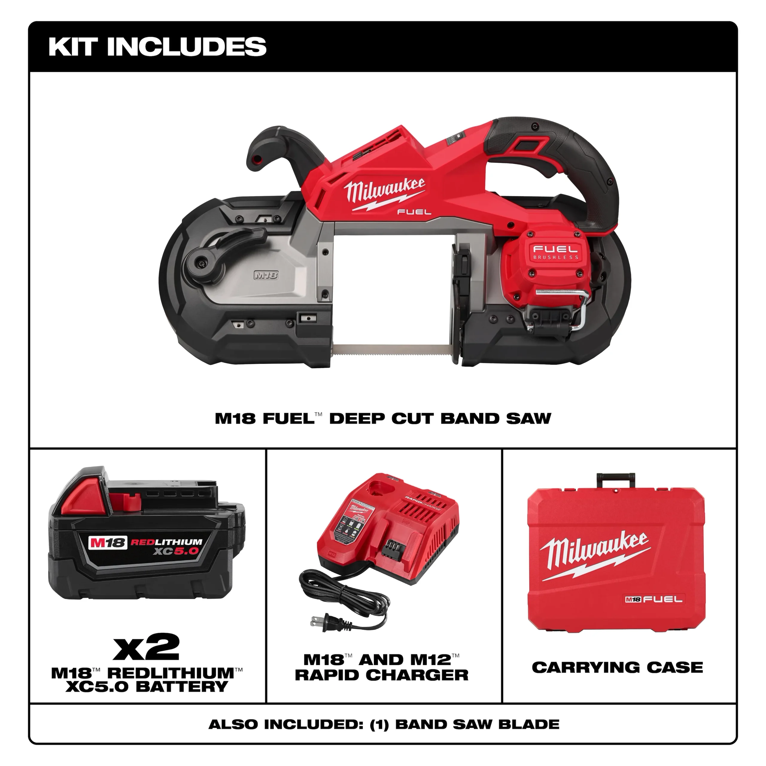 Kit sierra de cinta-corte profundo M18 Fuel Milwaukee 2929-22 - Imagen 2