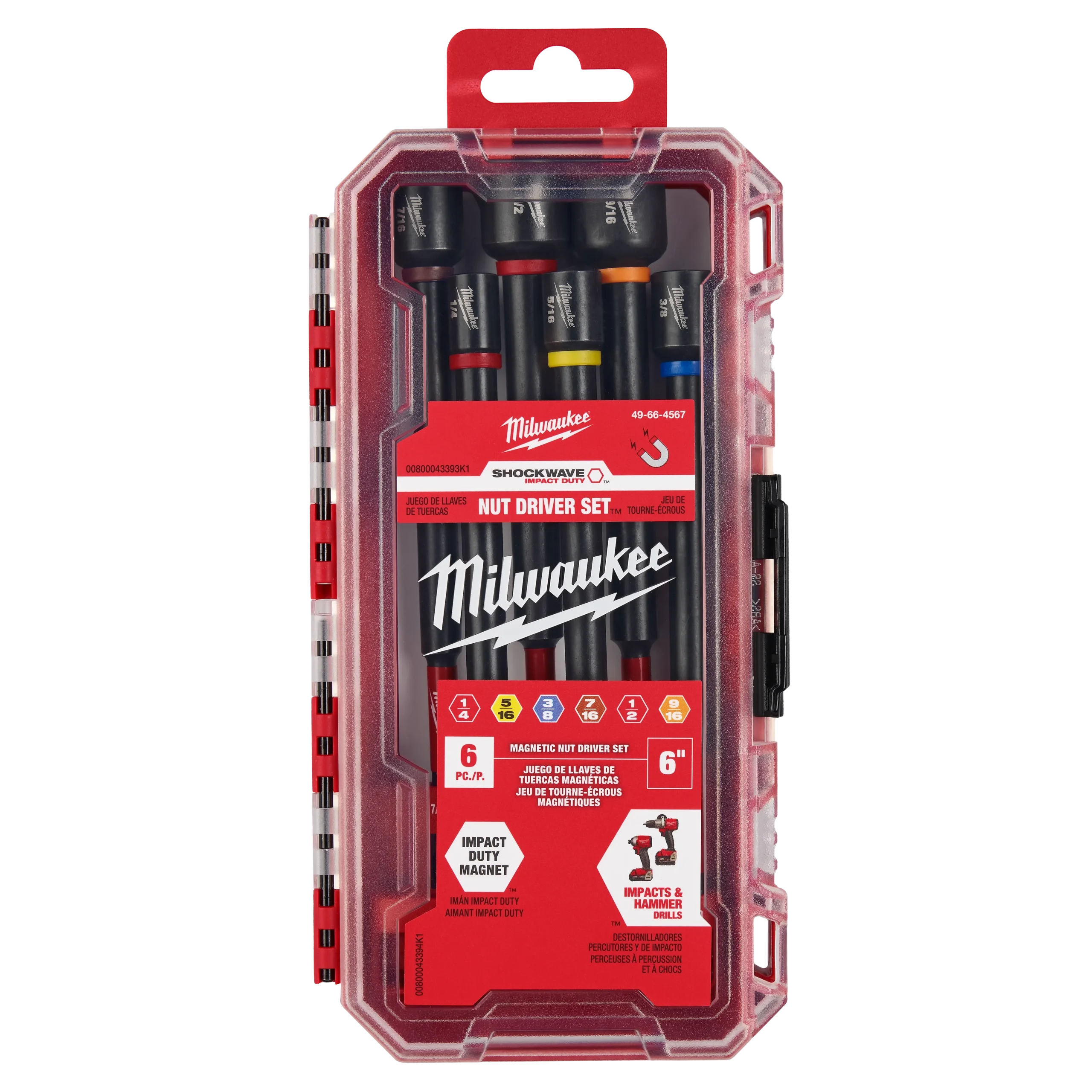 Juego de 6 destornilladores magnéticos para tuercas Shockwave de 6" Milwaukee 49-66-4567 - Imagen 5