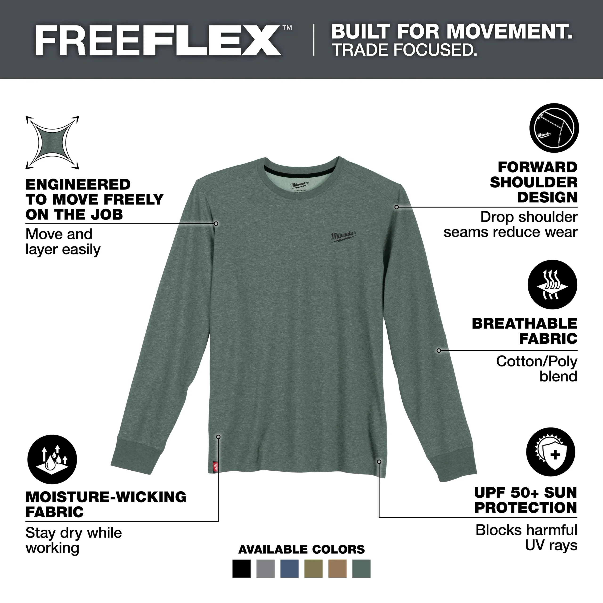 Camiseta de trabajo híbrida FREEFLEX - Manga larga Milwaukee 604E-M - Imagen 2