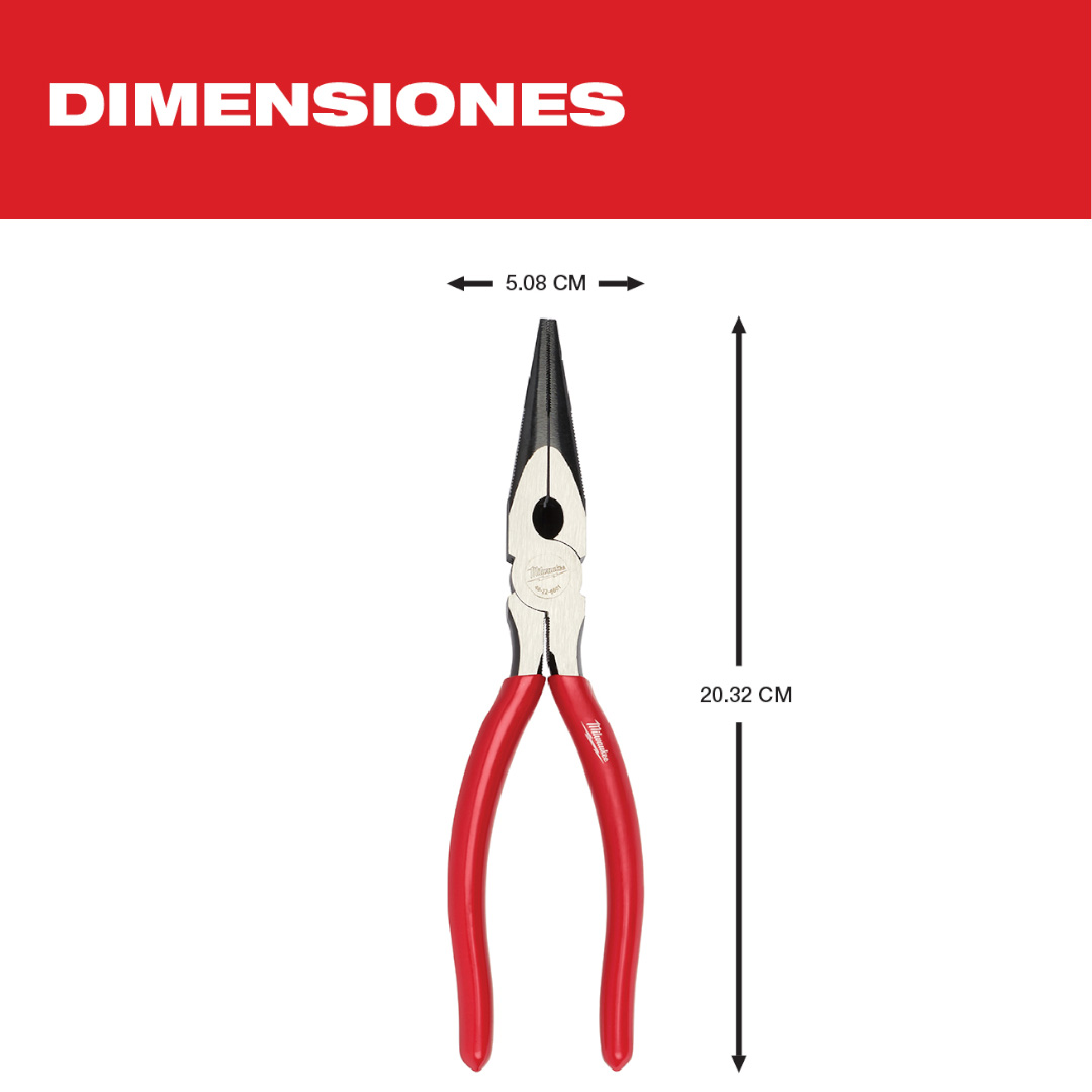 Alicates de punta larga de 20cm Milwaukee 48-22-6501 - Imagen 3
