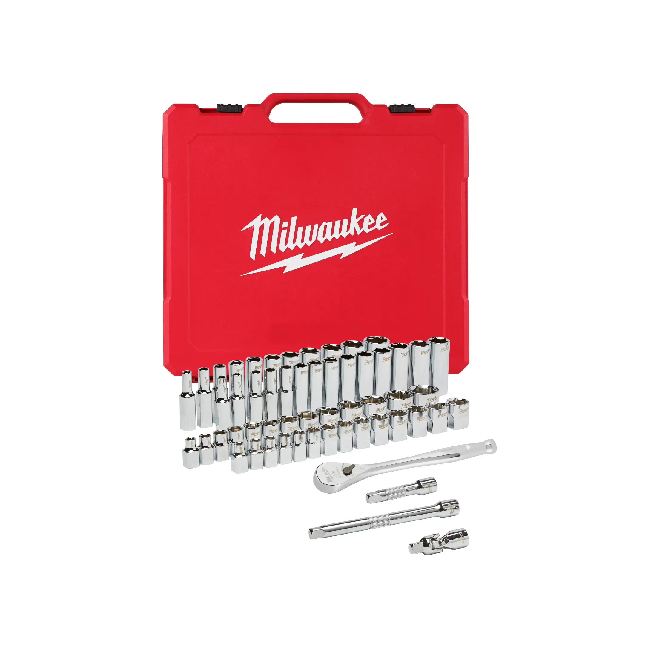 Juego de dados metricos y pulgada 56pz 3/8 Milwaukee 48-22-9008