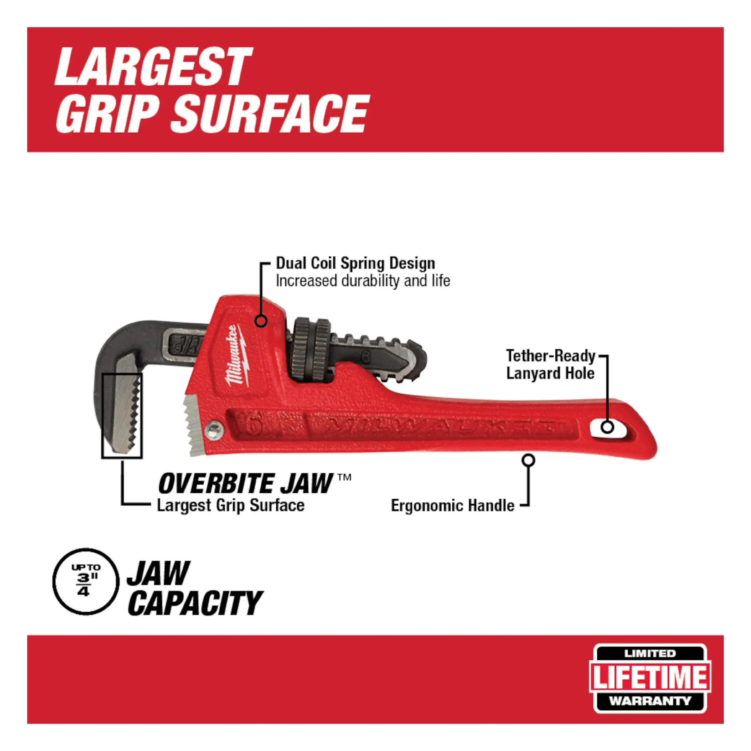 Llave para tubos de acero de 6" Milwaukee 48-22-7106 - Imagen 4
